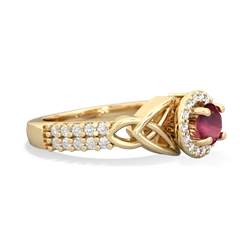 Ruby Celtic Knot Halo 14K Yellow Gold ring R26445RH
