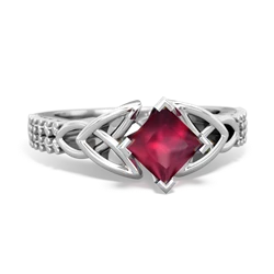 Ruby Celtic Knot 5Mm Square Engagement 14K White Gold ring R26445SQ