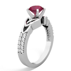 Ruby Celtic Knot 6Mm Round Engagement 14K White Gold ring R26446RD