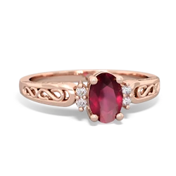 Ruby Filligree Scroll Oval 14K Rose Gold ring R0812