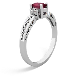 Ruby Filligree Scroll Oval 14K White Gold ring R0812