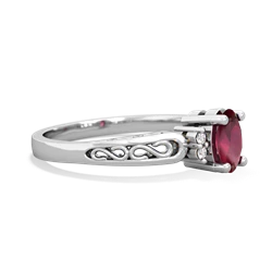 Ruby Filligree Scroll Oval 14K White Gold ring R0812