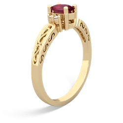 Ruby Filligree Scroll Oval 14K Yellow Gold ring R0812