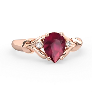 Ruby Precious Pear 14K Rose Gold ring R0826
