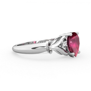 Ruby Precious Pear 14K White Gold ring R0826