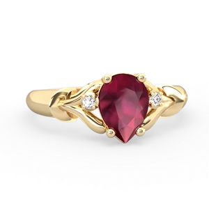 Ruby Precious Pear 14K Yellow Gold ring R0826