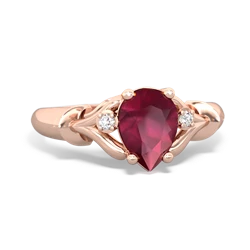 Ruby Precious Pear 14K Rose Gold ring R0826