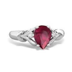 Ruby Precious Pear 14K White Gold ring R0826