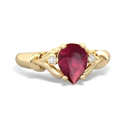 Ruby Precious Pear 14K Yellow Gold ring R0826