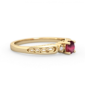 Ruby Filligree Scroll Round 14K Yellow Gold ring R0829