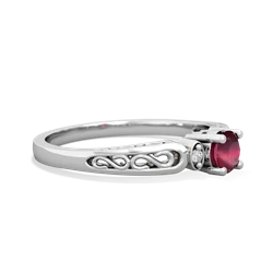 Ruby Filligree Scroll Round 14K White Gold ring R0829