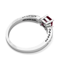 Ruby Filligree Scroll Square 14K White Gold ring R2430