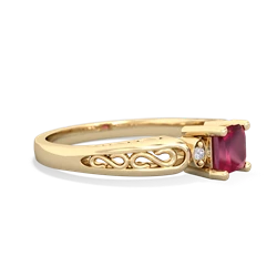 Ruby Filligree Scroll Square 14K Yellow Gold ring R2430