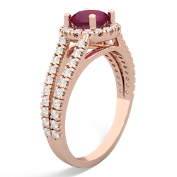 Thumbnail for Ruby Pave Halo 14K Rose Gold ring R5490 - side view