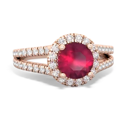 Ruby Pave Halo 14K Rose Gold ring R5490