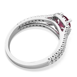 Ruby Pave Halo 14K White Gold ring R5490