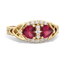 Ruby Sparkling Celtic Knot 14K Yellow Gold ring R2645