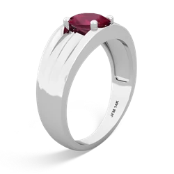 Ruby Men's Two Lane 14K White Gold ring R0363