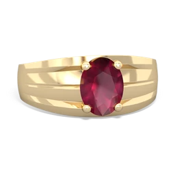 Thumbnail for Ruby Men's 14K Yellow Gold ring R0363 - top view