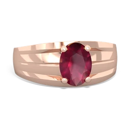 Ruby Men's Two Lane 14K Rose Gold ring R0363