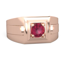 Ruby Men's Squared Circle 14K Rose Gold ring R0480