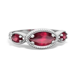 Ruby Milgrain Marquise 14K White Gold ring R5700