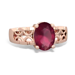 Ruby Art Deco Filigree 14K Rose Gold ring R2322