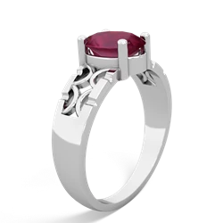 Ruby Art Deco Filigree 14K White Gold ring R2322