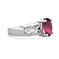 Ruby Art Deco Filigree 14K White Gold ring R2322