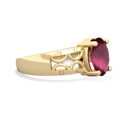 Ruby Art Deco Filigree 14K Yellow Gold ring R2322