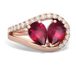 Ruby Nestled Heart Keepsake 14K Rose Gold ring R5650