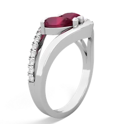 Ruby Nestled Heart Keepsake 14K White Gold ring R5650