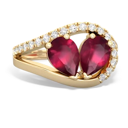 Ruby Nestled Heart Keepsake 14K Yellow Gold ring R5650