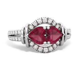 Ruby Art-Deco Keepsake 14K White Gold ring R5630