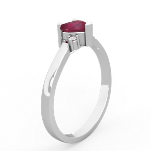 Ruby Delicate Heart 14K White Gold ring R0203