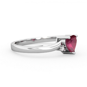 Ruby Delicate Heart 14K White Gold ring R0203