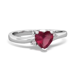 Ruby Delicate Heart 14K White Gold ring R0203