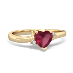 Ruby Delicate Heart 14K Yellow Gold ring R0203