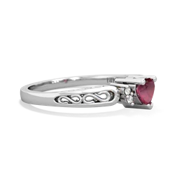 Ruby Filligree Scroll Heart 14K White Gold ring R2429