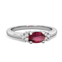 Ruby Simply Elegant East-West 14K White Gold ring R2480