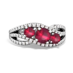 Ruby Three Stone Aurora 14K White Gold ring R3080