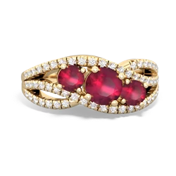 Ruby Three Stone Aurora 14K Yellow Gold ring R3080