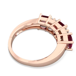 Ruby Three Stone Diamond Cluster 14K Rose Gold ring R2592