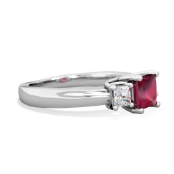 Ruby Three Stone Trellis 14K White Gold ring R4015