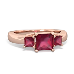 Ruby Three Stone Trellis 14K Rose Gold ring R4015