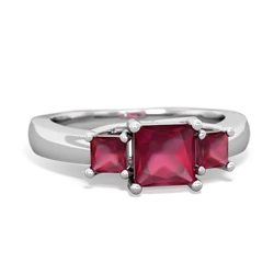 Ruby Three Stone Trellis 14K White Gold ring R4015