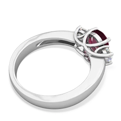 Ruby Diamond Three Stone Round Trellis 14K White Gold ring R4018