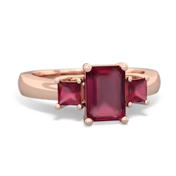 Ruby Three Stone Emerald-Cut Trellis 14K Rose Gold ring R4021