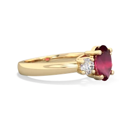 Ruby Three Stone Trellis 14K Yellow Gold ring R4024