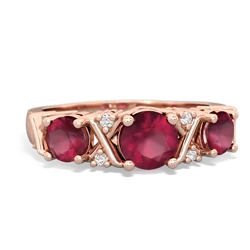 Ruby Hugs And Kisses 14K Rose Gold ring R5016